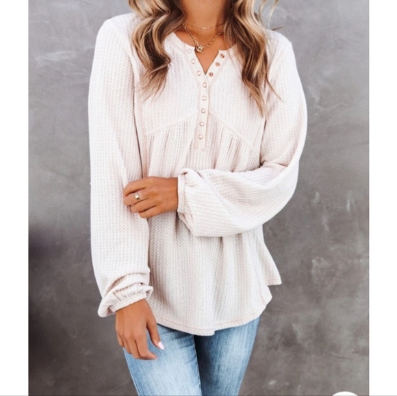 Vici Tops - Vici Larissa Thermal Henley Knit Top Burnt Orange